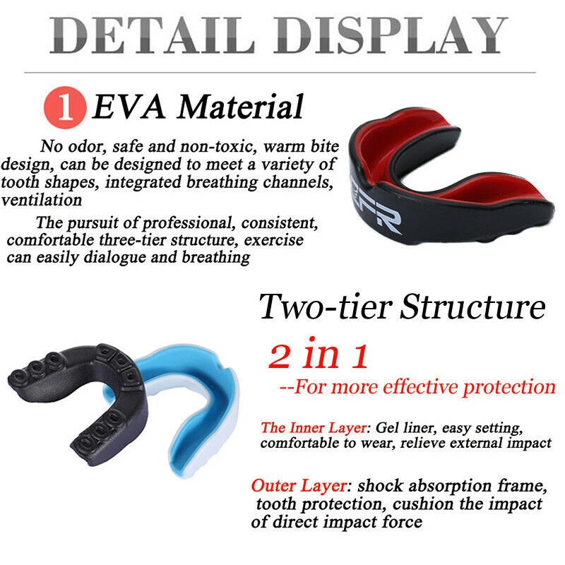 Gel Goma Protector Bucal Estuche Protector Dientes Rechinar Boxeo MMA Deportes Boquilla CFR Foto 4 de 4