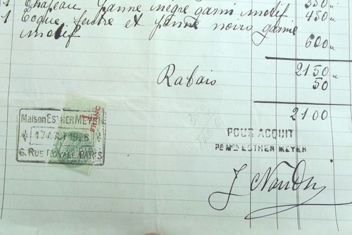 Estampilla de recibo con membrete de París Francia 1928 de moda para damas - Imagen 4 de 5