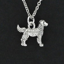 Golden Retriever Dog Necklace - Pewter Charm on Cable Chain Pet Animal Puppy NEW