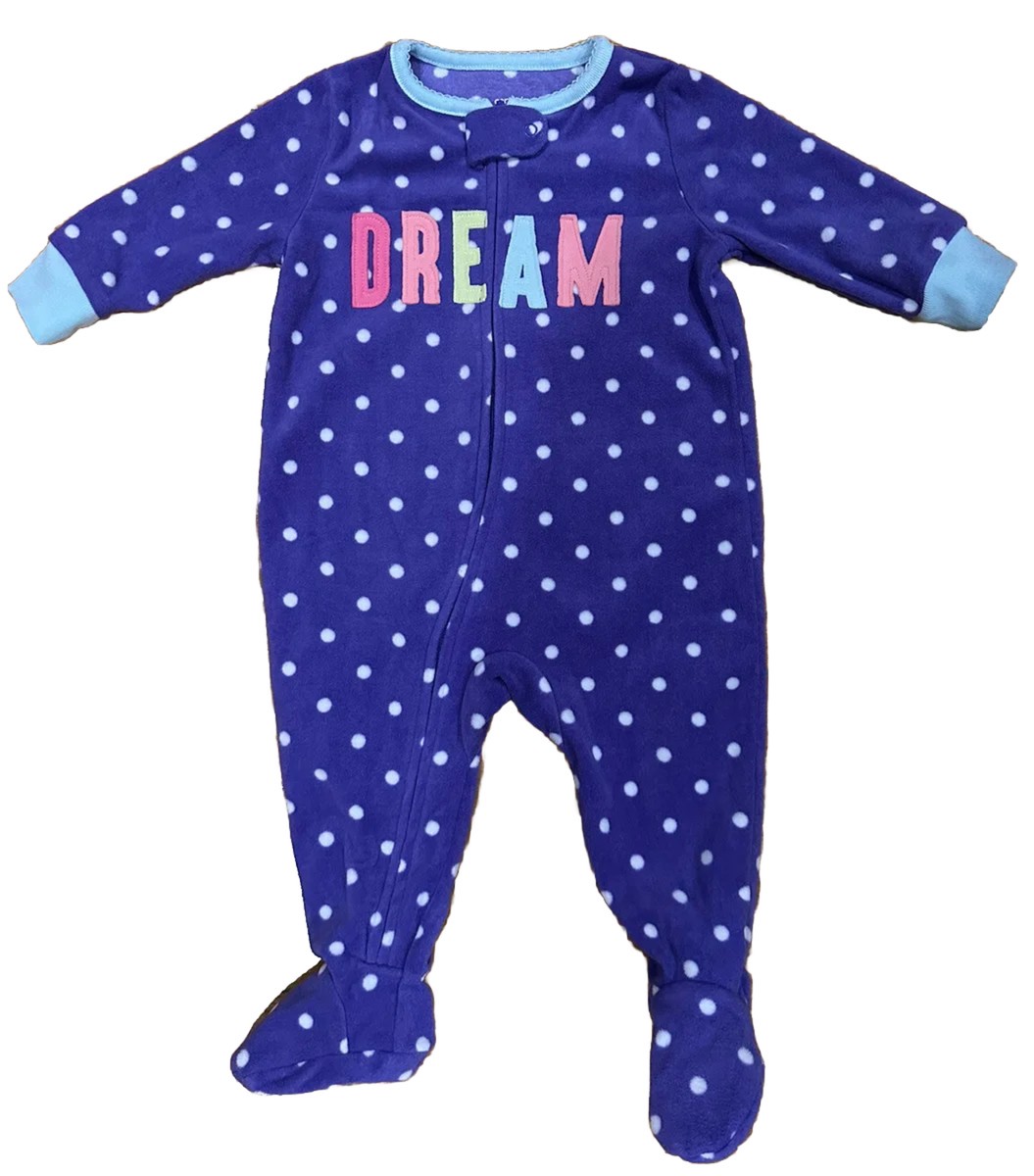 Carter's Baby Girl DREAM Polka Dot Winter Fleece Footed Sleeper