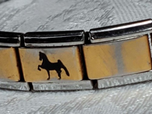 Italian Charm Bracelet L'amour di Firenze Stainless w/gold tone Horse Themed - Picture 4 of 12