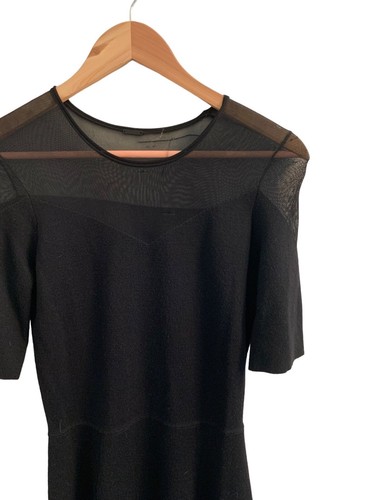 Women’s Elie Tahari Black Wool Dress Lace Sheer Neck & Hem Small MSRP$398 - Picture 4 of 23
