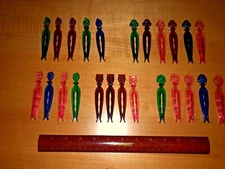24  - 1950s Clothes Pins Rogers Clean Grip Colorful Cats,Dogs, Boys and Girls  