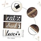 3 Pieces Wood Home Sign Rustic Wooden Kitchen Wall Decor Eat Classic Color
