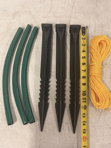 QTY 3 KITS Vigoro Heavy Duty Tree Support Stake Kits w/ 15" Stakes, Rope, Tubes - Picture 2 of 16