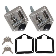 2 x Trailer Door Latch T-Handle Lock Stainless Steel Key Camper RV Truck