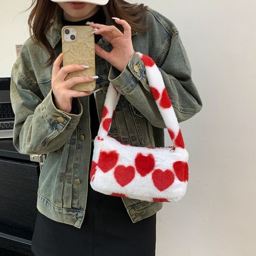 Soft Handbag Plush Shoulder Bag New Underarm Bag - Picture 4 of 15
