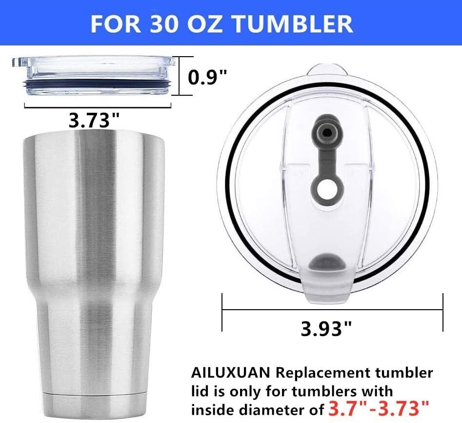 2-Pack Black Spill-Proof Flip-Top Lids for 30oz Stainless Steel Tumblers