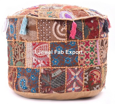 Bean Bag Cover Patchwork Floor Pouf Ottoman Ethnic Pink Foot Bean Bag Cover Patchwork Floor Pouf