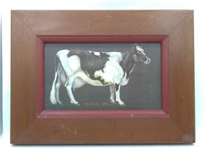 Vtg. Cow Sullins House Art Print By M. COBLE 1987 13" x 9.25" Farmhouse READ