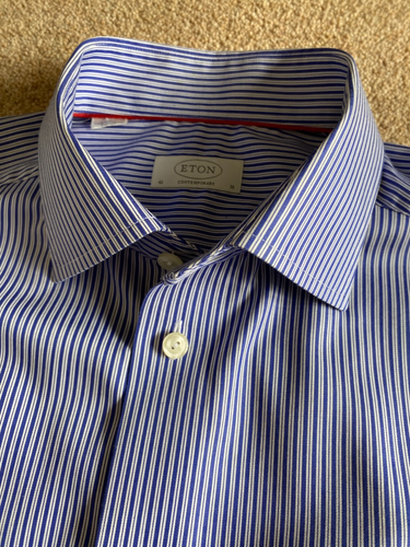 FANTASTIC ETON BLUE STRIPE BUTTON CUFF SHIRT 16 COLLAR EU 41 - Picture 3 of 5