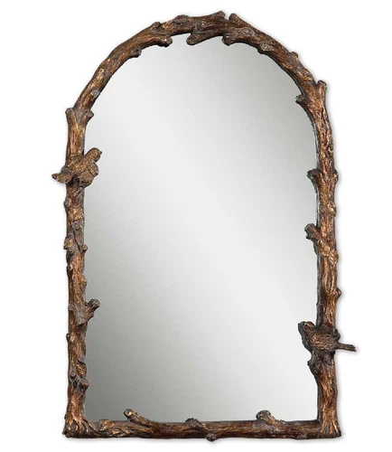 Uttermost 13774 Bird On Branch Arched Wall Mirror Paza Antique Gold Finish - Picture 1 of 4