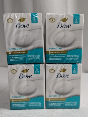 Dove - Sensitive - 8 Bars - Beauty Soap / Moisturizing Cream - 3.75oz ea.