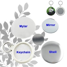 2-1/4" 100 Sets/Pack 58MM Mirror Key Chain DIY Emblem Button Parts Badge Maker
