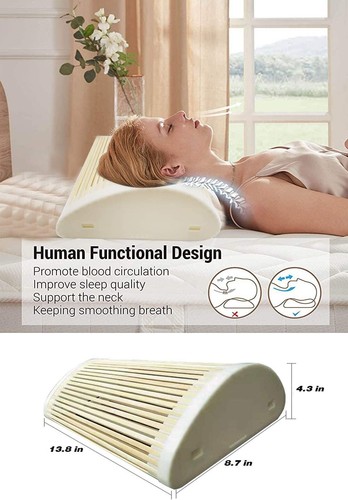 Handmade Bamboo Pillow Correction Contour Summer Cool Pillow with Pillowcase - Picture 5 of 6