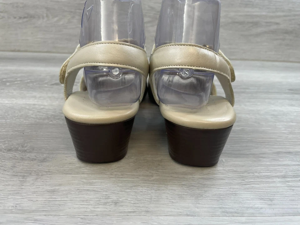 SAS Suntime Women's Heel Leather Beige 9 Block Strap Casual Comfort Shoes - Image 4 of 4