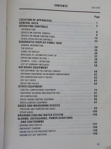 GE Dash 8 Operating manual Diesel-electric locomotives GEJ-67208 1987 - Picture 5 of 8
