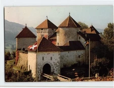 Postcard Entrée fortifiée et donjon circulaire, Château de Thorens, France