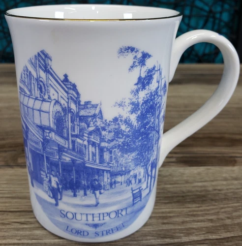 VTG Staffordshire Pottery Co Exclusive Cup Mug J C Summer Blue Print Southport