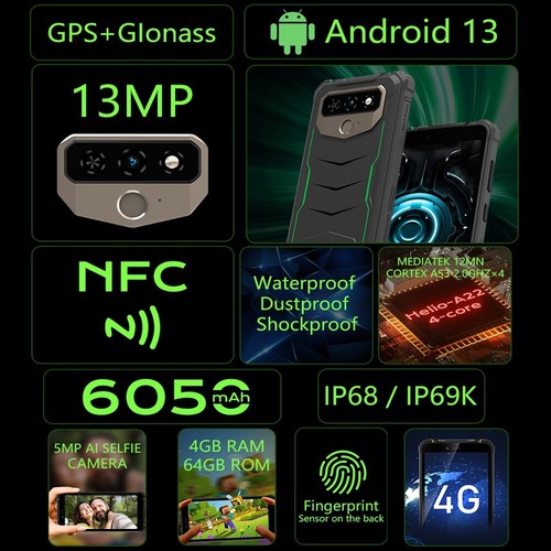 HOTWAV T5 Max Android 13 Rugged 4G Smartphone IP68 Waterproof 6.0 Inch 6050mAh - Picture 2 of 19