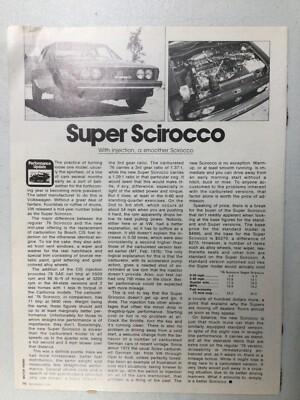 VolksArt 39 Vintage Article 1977 Volkswagen Super Scirocco Nov 1976 1 page