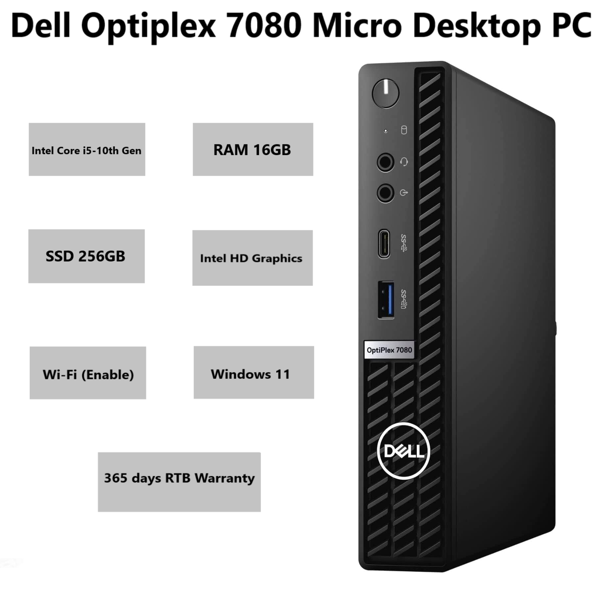 Dell OptiPlex 3080 Micro Desktop PC Intel Core i5-10500T 16GB DDR4