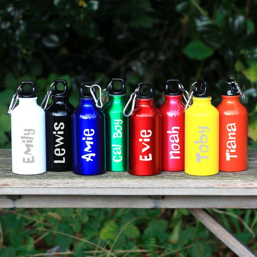 PERSONALISED Boys Skater 400ml Metal Drinks Sports Water Bottle with Carabiner - Picture 21 of 25