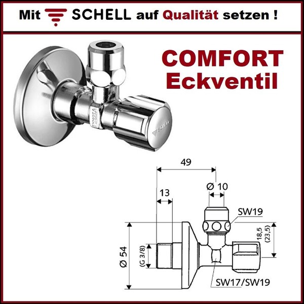 "Schell Comfort Eckventil Mit Regulierfunktion 3/8\" Waschtisch Waschbecken SpüLe"-image