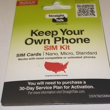 Two Straight Talk CDMA Activation Kit SIM Cards Powered Verizon Nano Micro New