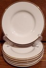 Set/6 Linens-N-Things 6.25" Fine Porcelain White Dessert Plates Gold Rim RARE