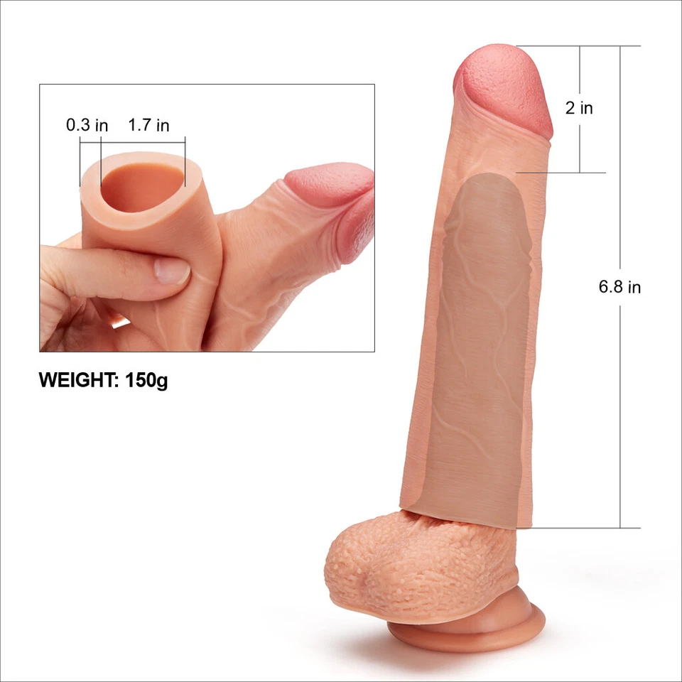 Lovetoy Add 1 дюйм Nature Penis удлинитель рукава многоразовый презерватив 40% обхват, 6,5 дюйма - Изображение 3 из 4