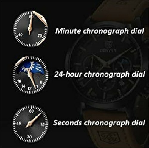 (**) RELOJ PULSERA ANALÓGICO. CUARZO.CRONÓGRAFO.PIEL.BUSINESS.CASUAL.AZUL, PLATA - Imagen 5 de 6