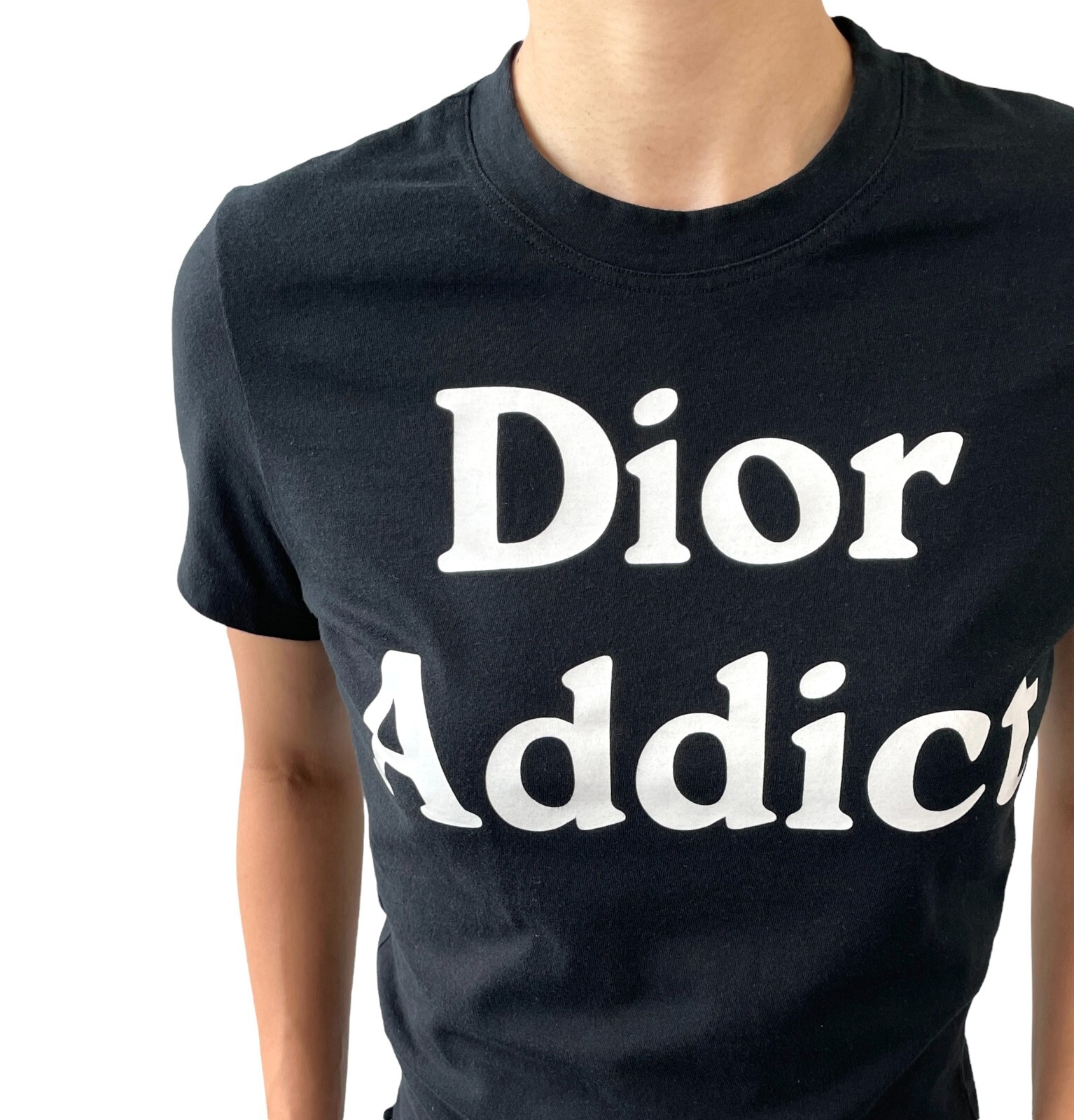 Christian Dior Vintage Dior Addict Logo T-shirts #42 Top Black Cotton RankAB