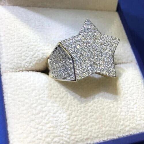 2.80Ct Round Lab Created Diamond Pinky Men's STAR Ring 14K White Gold Plated