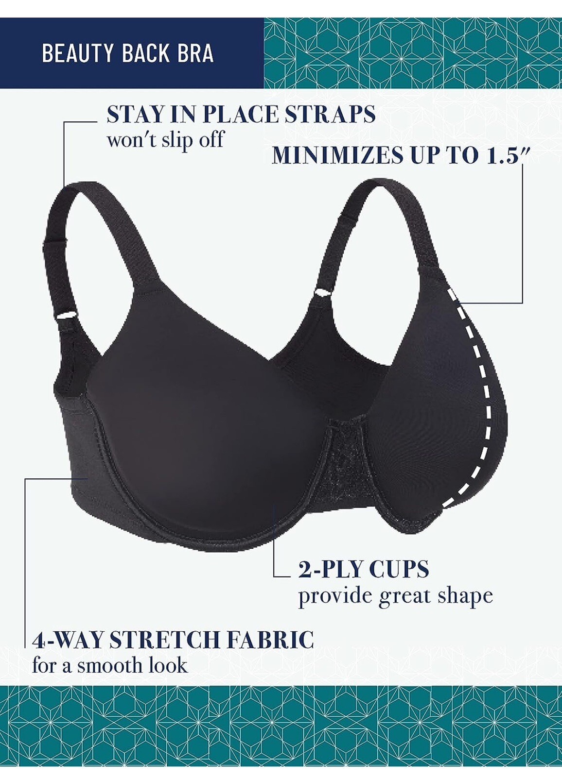 NEW Vanity Fair Women's Beauty Back Smoothing Minimizer Bra 76080