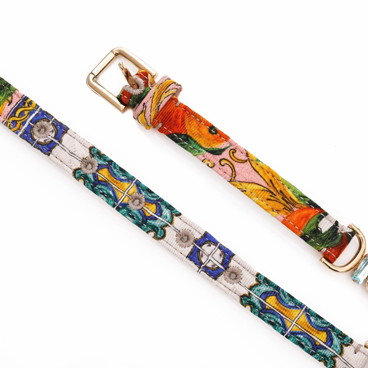 DOLCE & GABBANA Majolica Orange Crystal Chain Belt for Dress