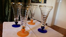 Murano Italy, Circa 1980s, Memphis Era, Four Cocktail or Ice and Fruit