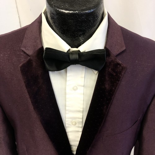 Vinci Purple SHARKSKIN Sport Coat VELVET Trim Jacket SILVER FLECK Formal Blazer - Picture 2 of 6