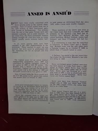 GAA All Ireland Semi Final Football 1970 Kerry V Derry Programme. - Picture 4 of 5