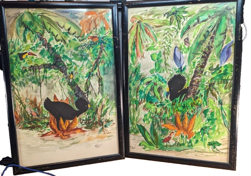 Pr des impressionistischen Aquarells Tropical 18x12 signiert vom Künstler
