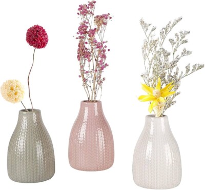 Small Ceramic Matte Vases for Home Decor, Modern and Minimalist Decorative 