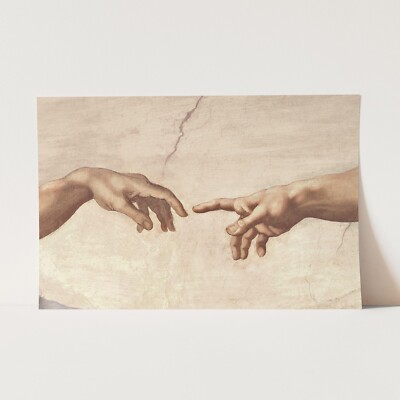 Hands of God & Adam Michelangelo Creation of Adam Painting Wall Art Poster Print