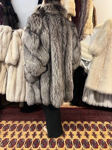 Silberfuchsmantel Fuchsmantel Pelzmantel Pelz Fuchs REAL Fox Fur Coat Volpe M-XL - Picture 5 of 20