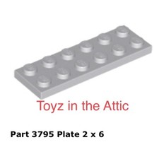 Lego 1x 3795 Light Bluish Gray Plate 2 x 6 10497