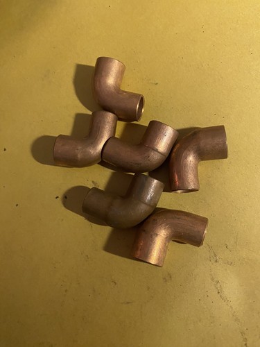 6 Pc 1/2โ 90* Slip Elbow Copper Fitting SOLDER PLUMBING SWEAT