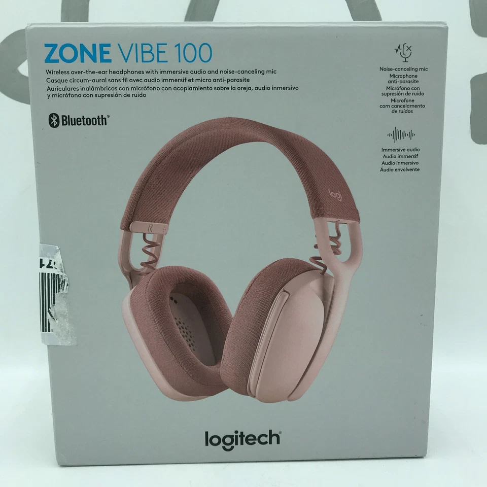 Logitech Zone Vibe 100 Lightweight Wireless Over Ear Headphones - Rose - Image 2 of 4