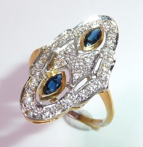 Ring antik - 750 Gelbgold 0.30ct Diamanten - Saphire Gr:56 / 17,8 mm - änderbar - Picture 5 of 16