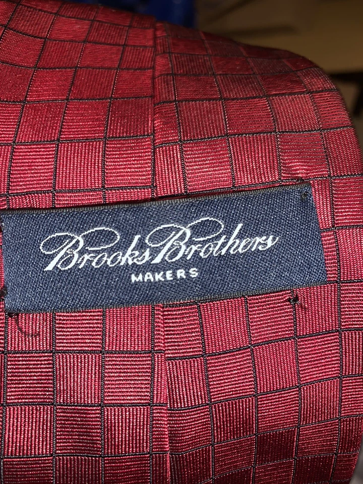 Corbata de seda para hombre Brooks Brothers Makers rojo/azul a cuadros usada en excelente estado Foto 4 de 4