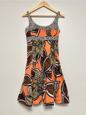 Nine West Dress Size 4 Orange Brown Tribal Paisley Sleeveless Fit Flare Sundress