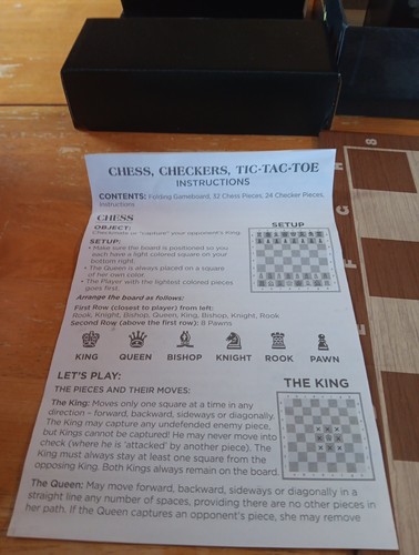 CARDINAL CLASSICS CHESS CHECKERS AND TIC TAC TOE SET DUAL SIDED GAMEBOARD - Picture 4 of 6